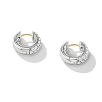 DY Mercerâ„¢ Micro Hoop Earrings in Sterling Silver with Diamonds, 13.5mm