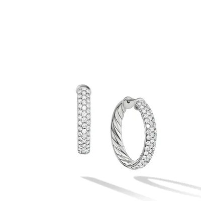 DY Mercer? Hoop Earrings in Sterling Silver with Pavé Diamonds