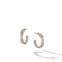 Petite Helena Wrap Hoop Earrings in Sterling Silver with 18K Yellow Gold and Pavé Diamonds