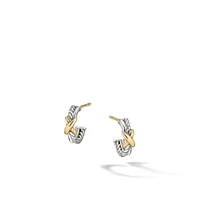 Petite X Hoop Earrings in Sterling Silver with 18K Yellow Gold, 12.6mm