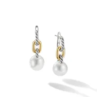 DY Madison® Pearl Chain Drop Earrings in Sterling Silver with 18K Yellow Gold