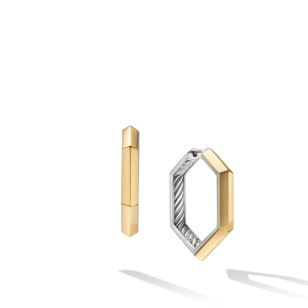 Carlyle Hoop Earrings in Sterling Silver with 18K Yellow Gold