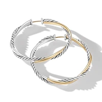 Infinity Hoop Earrings in Sterling Silver with 14K Yellow Gold, 42mm