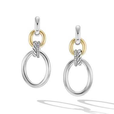 DY Mercerâ„¢ Circular Drop Earrings in Sterling Silver with 18K Yellow Gold and Diamonds, 50mm