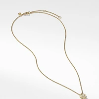 Petite Starburst Pendant Necklace in 18K Yellow Gold with Diamonds, 10.5mm