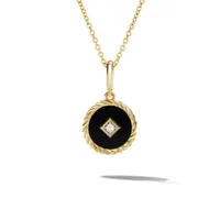 Cable Collectibles® Black Enamel Charm Necklace in 18K Yellow Gold with Center Diamond