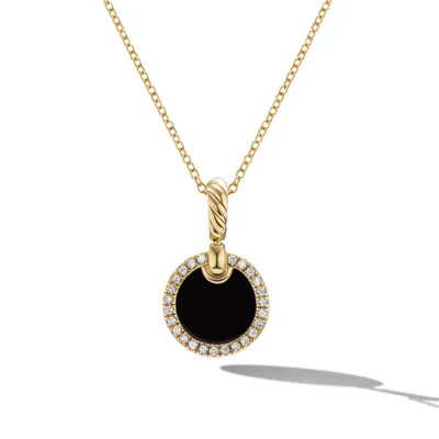 Petite DY Elements® Pendant Necklace in 18K Yellow Gold with Black Onyx and Pavé Diamonds