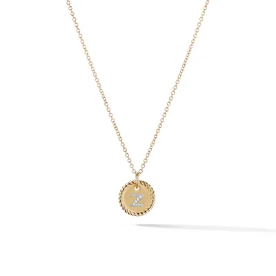 Initial Charm Necklace in 18K Yellow Gold with Diamond Z