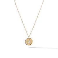 Z Initial Charm Necklace in 18K Yellow Gold with Pavé Diamonds