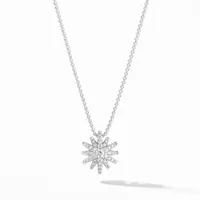 Starburst Pendant Necklace in 18K White Gold with Full Pavé Diamonds