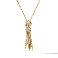 Angelika? Flair Pendant Necklace in 18K Yellow Gold with Pavé Diamonds