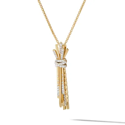 Angelika? Flair Pendant Necklace in 18K Yellow Gold with Pavé Diamonds