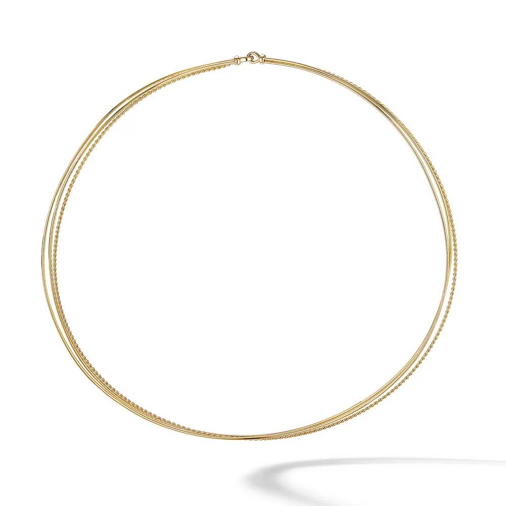 DY Elements® Three Row Hard Wire Necklace in 18K Yellow Gold