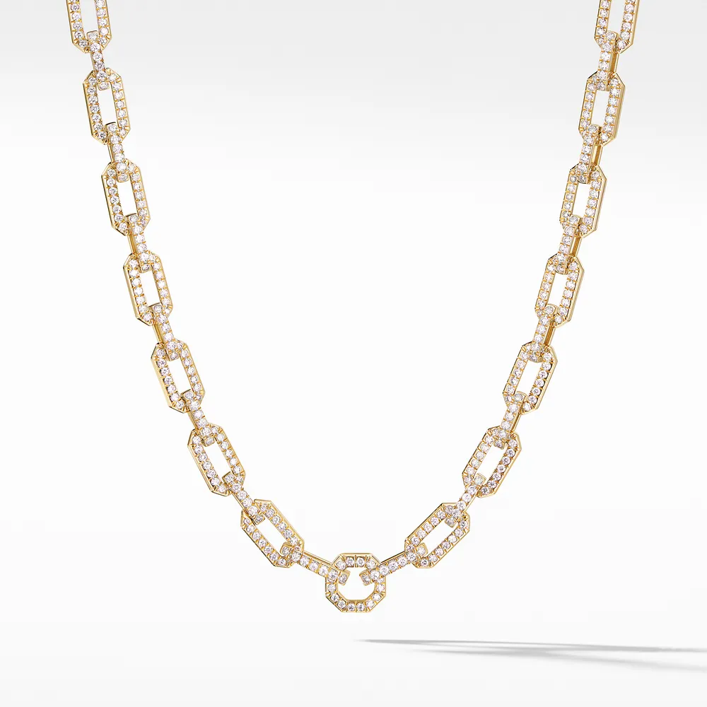 Pavé Chain Necklace in 18K Yellow Gold with Diamonds, 7mm