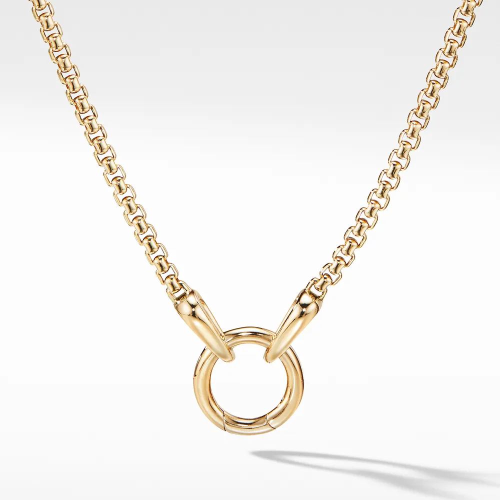 Smooth Amulet Box Chain Necklace in 18K Yellow Gold, 2.7mm