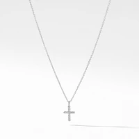 Cable Collectibles® Cross Necklace in 18K White Gold with Pavé Diamonds
