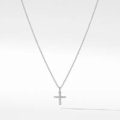 Cable Collectibles® Cross Necklace in 18K White Gold with Pavé Diamonds