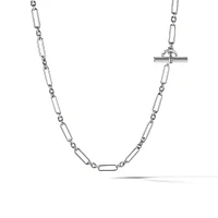Lexington Y Chain Necklace in Sterling Silver with Pavé Diamonds
