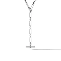 Lexington Y Chain Necklace in Sterling Silver with Pavé Diamonds