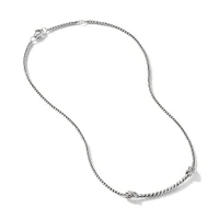 Petite X Bar Station Necklace in Sterling Silver with Pavé Diamonds