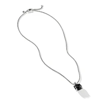 Chatelaine® Pendant Necklace in Sterling Silver with Black Onyx and Pavé Diamonds