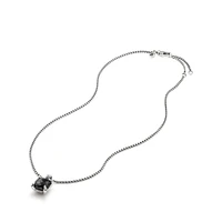 Chatelaine® Pendant Necklace in Sterling Silver with Black Onyx and Pavé Diamonds