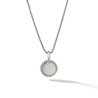 Initial Charm Necklace in Sterling Silver with Pavé Diamonds