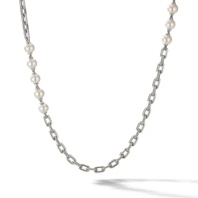 DY Madison Pearl Chain Necklace in Sterling Silver with Pearls, 8.5mm