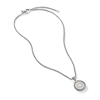 Initial Charm Necklace in Sterling Silver with Diamond O