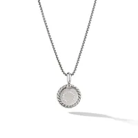 O Initial Charm Necklace in Sterling Silver with Pavé Diamonds