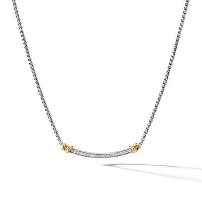 Petite Helena Wrap Station Necklace in Sterling Silver with 18K Yellow Gold and Pavé Diamonds