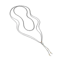 Petite Helena Y Necklace in Sterling Silver with 18K Yellow Gold and Pavé Diamonds