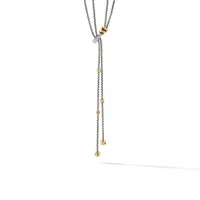 Petite Helena Y Necklace in Sterling Silver with 18K Yellow Gold and Pavé Diamonds