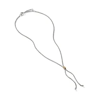 Petite X Lariat Necklace in Sterling Silver with 18K Yellow Gold