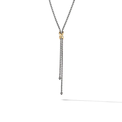 Petite X Lariat Necklace in Sterling Silver with 18K Yellow Gold