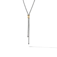 Petite X Lariat Necklace in Sterling Silver with 18K Yellow Gold