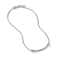 Petite X Bar Station Necklace in Sterling Silver with 18K Yellow Gold