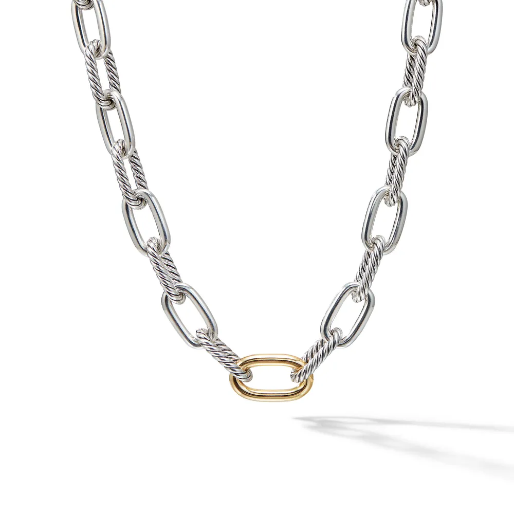 DY Madison® Chain Necklace in Sterling Silver with 18K Yellow Gold