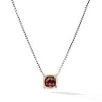 Petite Chatelaine® Pendant Necklace in Sterling Silver with Garnet, 18K Yellow Gold and Pavé Diamonds