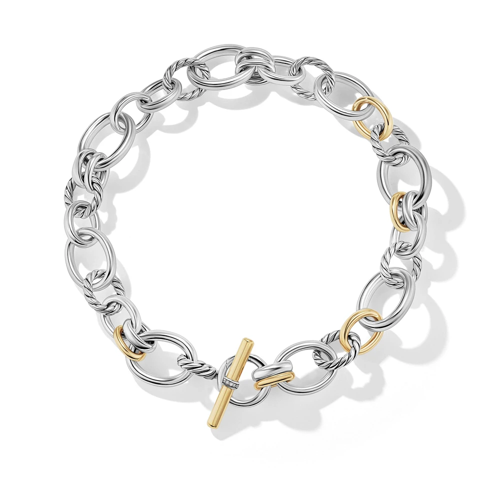 DY Mercerâ„¢ Chain Necklace in Sterling Silver with 18K Yellow Gold and Diamonds, 25mm