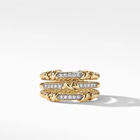 Petite Helena Wrap Three Row Ring in 18K Yellow Gold with Diamonds, 12mm