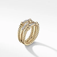 Petite Helena Wrap Three Row Ring in 18K Yellow Gold with Diamonds, 12mm