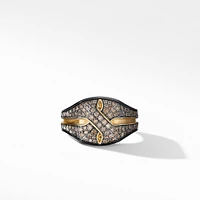 Armory® Signet Ring in Black Titanium with 18K Yellow Gold and Pavé Cognac Diamonds
