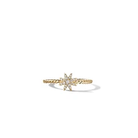 Petite Starburst Station Ring in 18K Yellow Gold with Full Pavé Diamonds