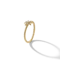 Petite Starburst Station Ring in 18K Yellow Gold with Full Pavé Diamonds