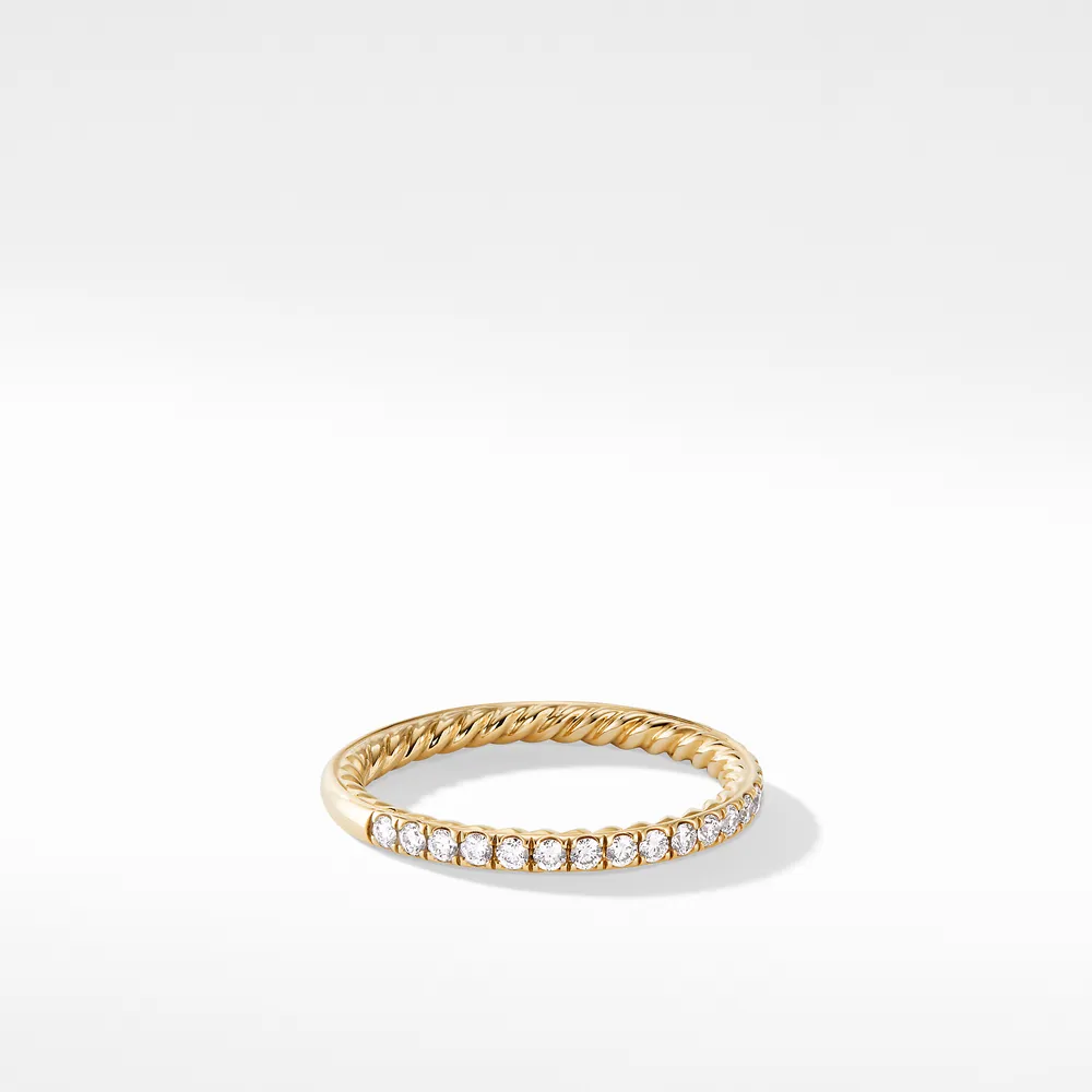 DY Eden Partway Band Ring in 18K Yellow Gold with Pavé Diamonds