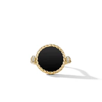 DY Elements® Swivel Ring in 18K Yellow Gold with Black Onyx Reversible to Mother of Pearl and Pavé Diamonds