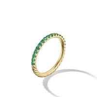 Cable Collectibles® Stack Ring in 18K Yellow Gold with Pavé Emeralds