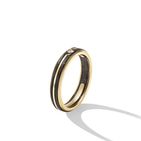 Forged Carbon Band Ring in 18K Yellow Gold with Center Diamond