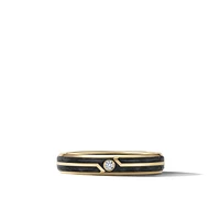 Forged Carbon Band Ring in 18K Yellow Gold with Center Diamond